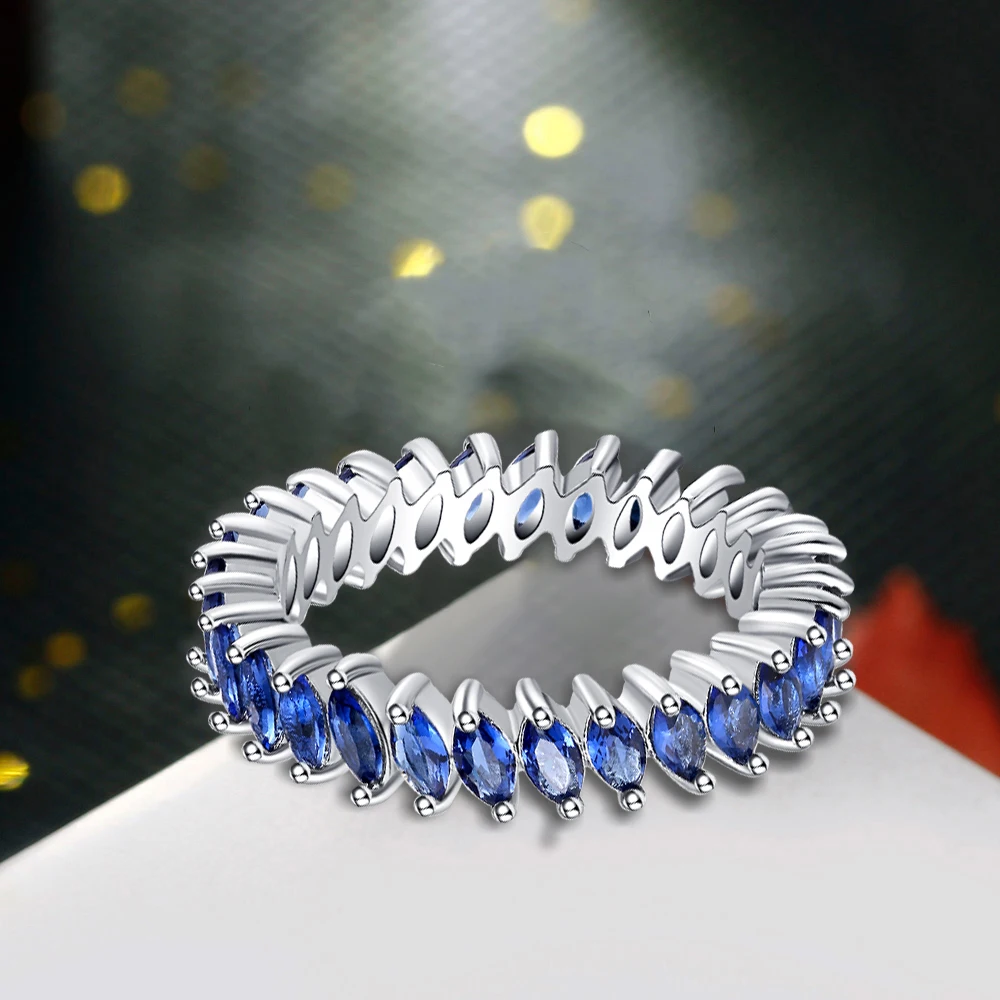 Standard 925 Silver Classic Fashion Lady's Round Ring High Quality Sapphire Engagement Anniversary Gift Ball |