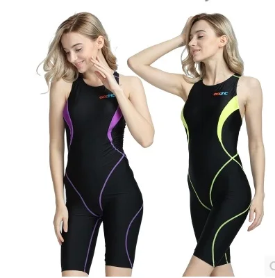 Women One Piece Brand Racing Competition Plus Size Swimsuit Professional Training Sexy Sport Knee Quick Dry Beach Bathing Suit