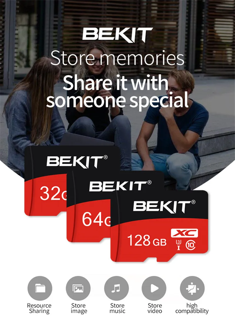 Bekit карта памяти Micro SD карта 256 ГБ 128 Гб 64 ГБ 32 ГБ 16 ГБ 8 ГБ Microsd карта класс 10 U1 U3 TF SD карта мини флэш-карты для телефона