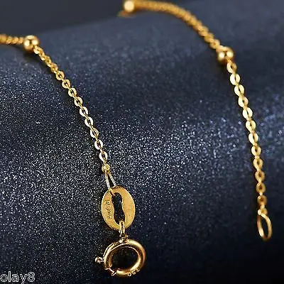 Мода Au750 Чистая 18K цепочка из желтого золота для женщин 1 мм o образное ожерелье