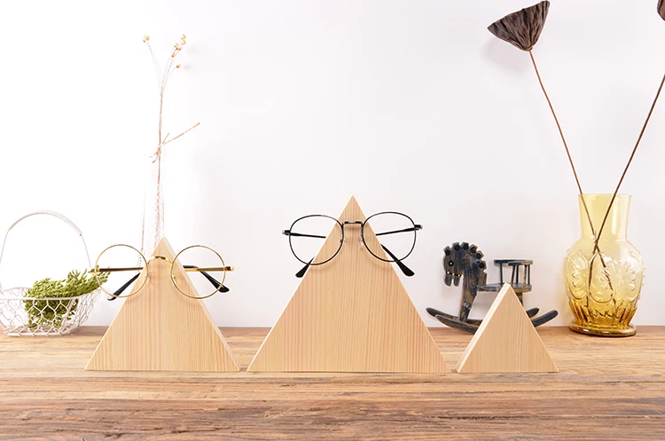 2 шт цельная деревянная подставка для очков Геометрическая треугольная витрина для украшения витрины реквизит для очков Рамка