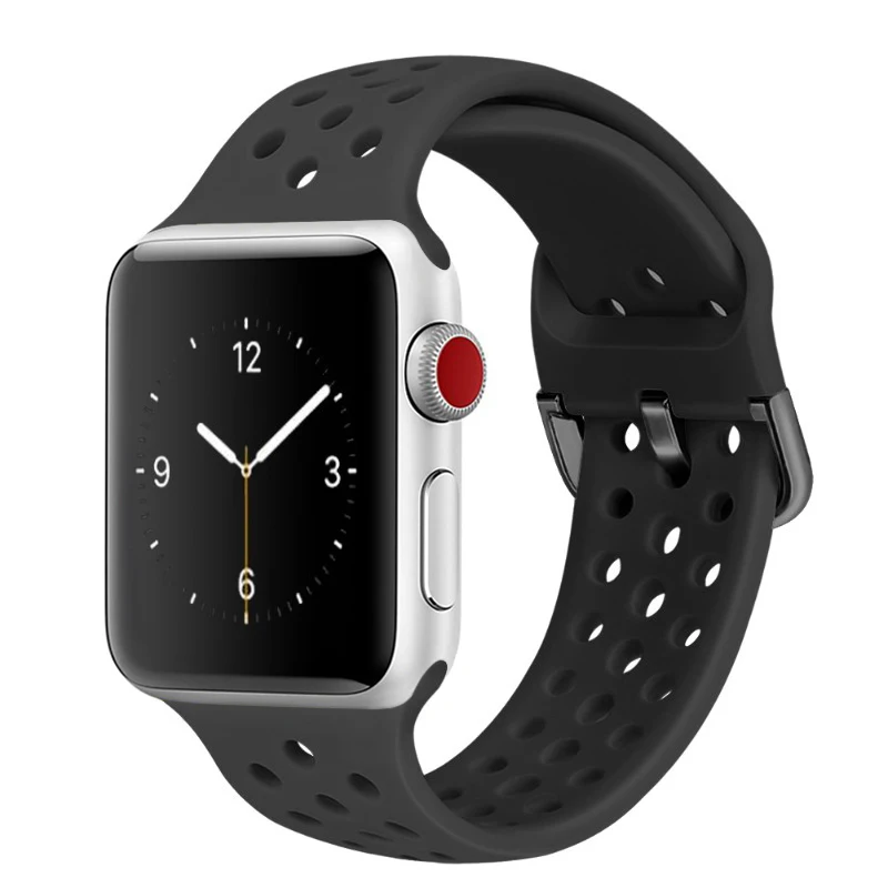 Совместимый резиновый ремешок для Apple Watch 4 5 40 мм 44 мм мягкий силиконовый спортивный дышащий ремешок для iWatch серии 5 4 3 2 1 38 мм 42 мм - Цвет ремешка: Color 24