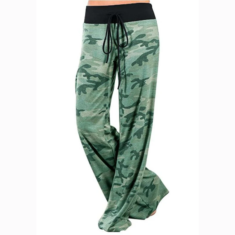 Женские спортивные брюки 2019 полосатые широкие полной длины со шнуровкой