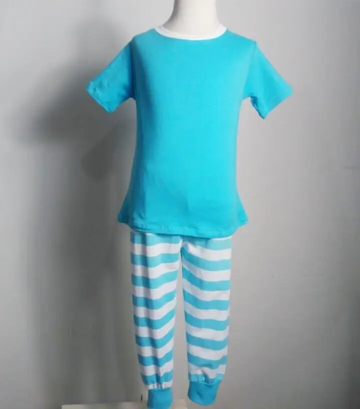

fall winter kids short sleeve shirts long pant pajamas leisure style baby solid color shirts stripe pant sleepwear suits