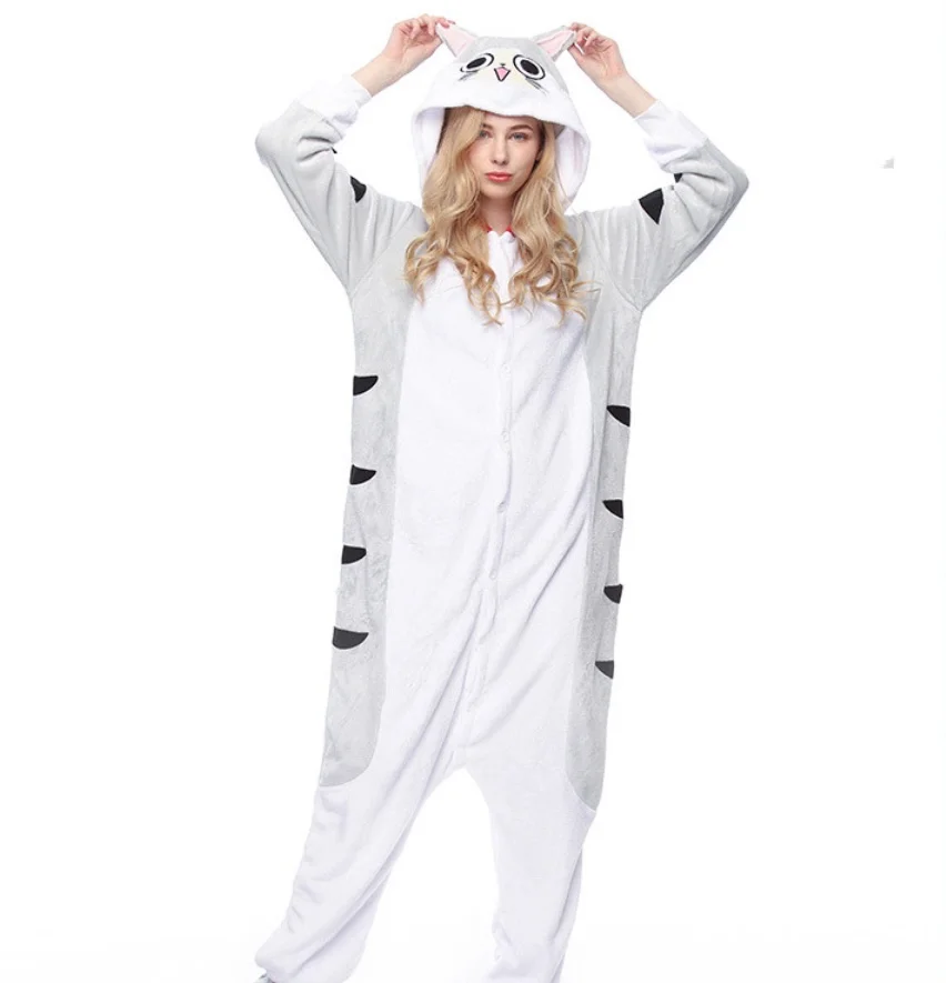 Аниме животных Чи Sweet Home Сыр cat Onesie для взрослых, косплей на Хэллоуин, осенний, детский Полосатый кот фланелевые пижамы пижамный комплект