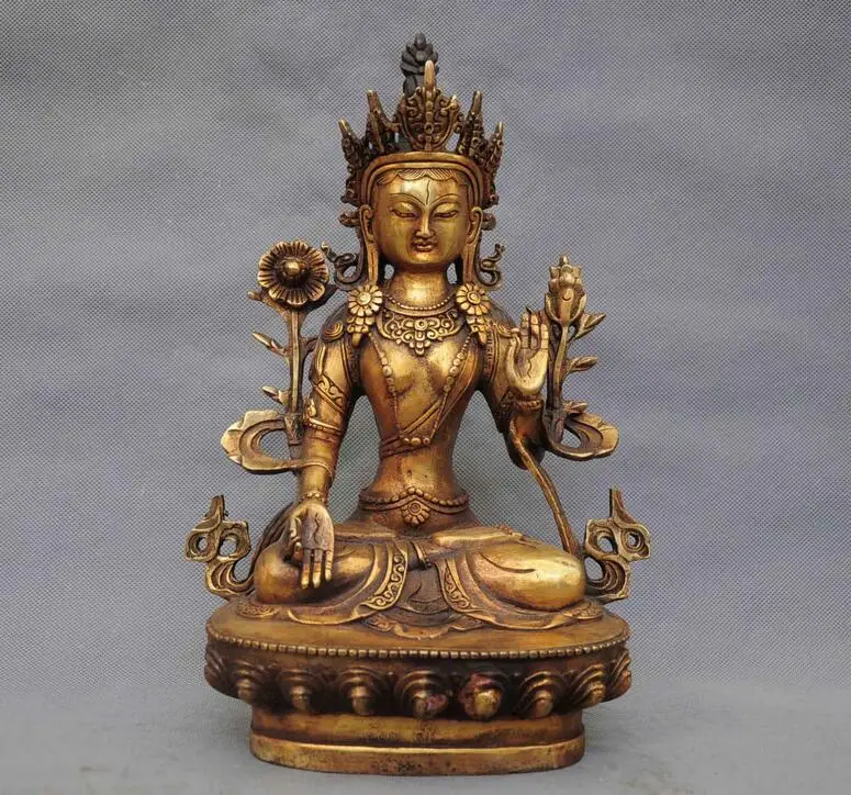 12 &quotКитайский тибетский буддийский Классический Бронзовый белый тара Кван-Инь