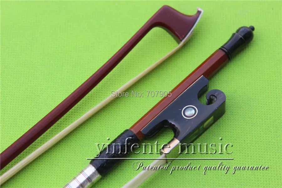 NJX-0052# 4/4 Brazilwood Baroque Violin Bow black   OX horn   f rog 1 pcs    Straight Pretty inlay Color