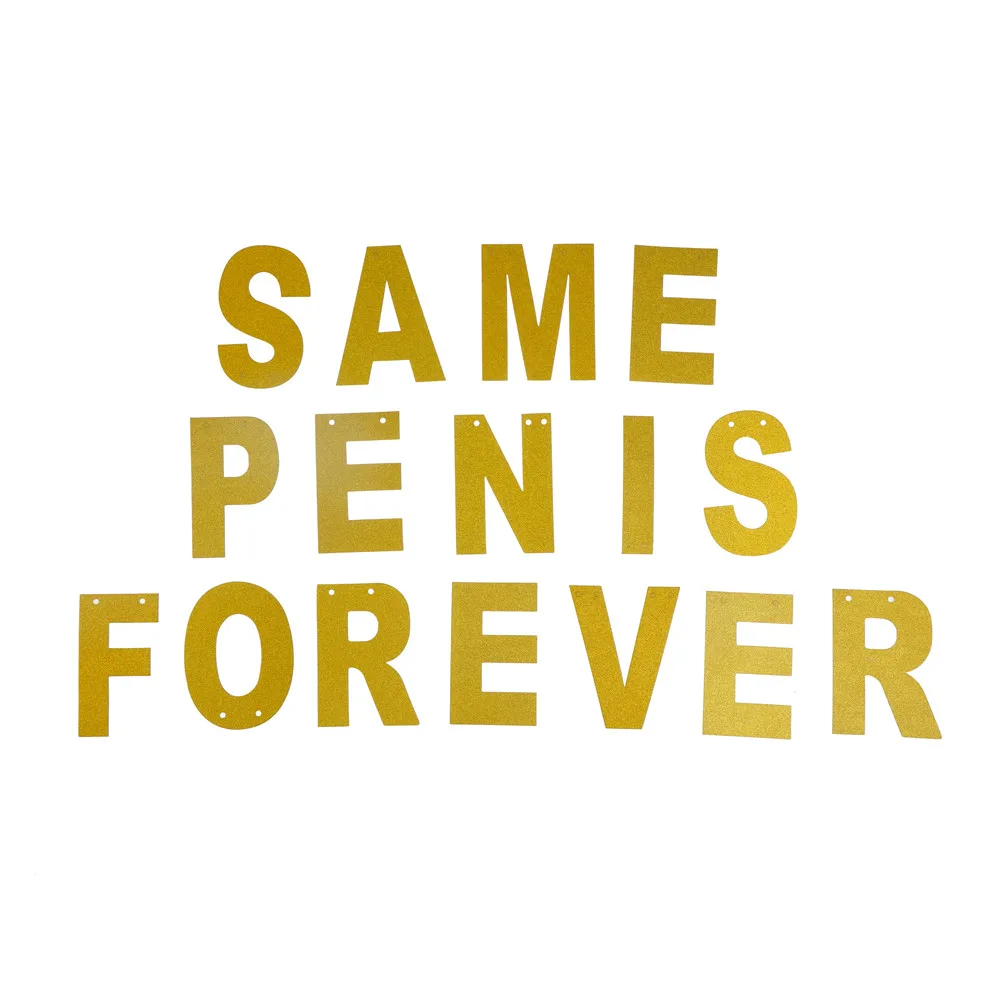 Birthday Party Banner SAME PENIS FOREVER Gold Sparkly Glitter Photo Backdrop Bachelorette Decoration | Дом и сад