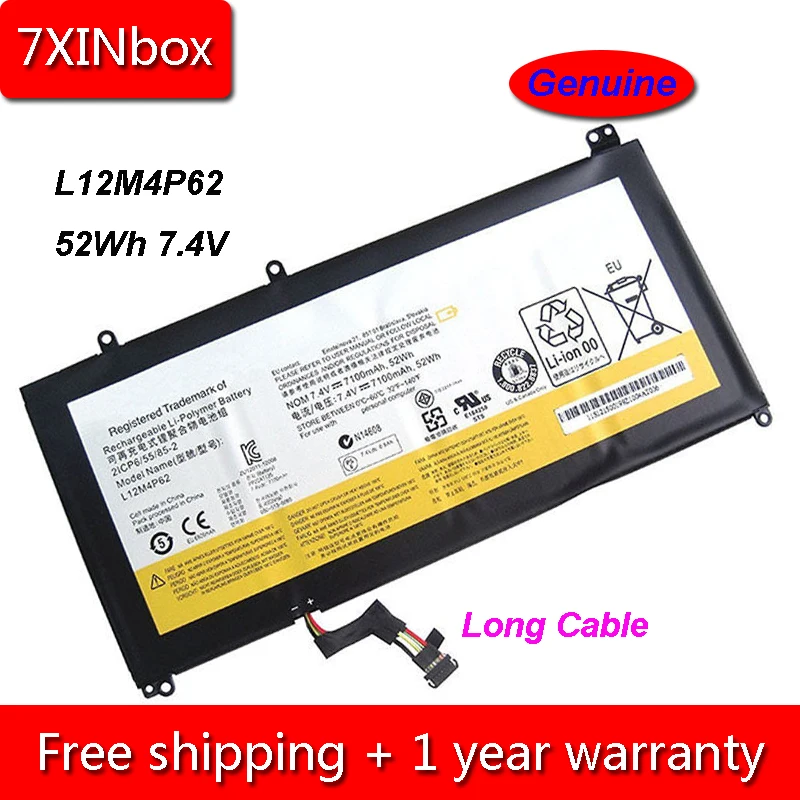7XINbox 52Wh 7100mAh 7 4 V подлинный L12M4P62 L12L4P62 Baptop Аккумулятор для Lenovo IdeaPad U430 U530 U530-20289 Touch Series