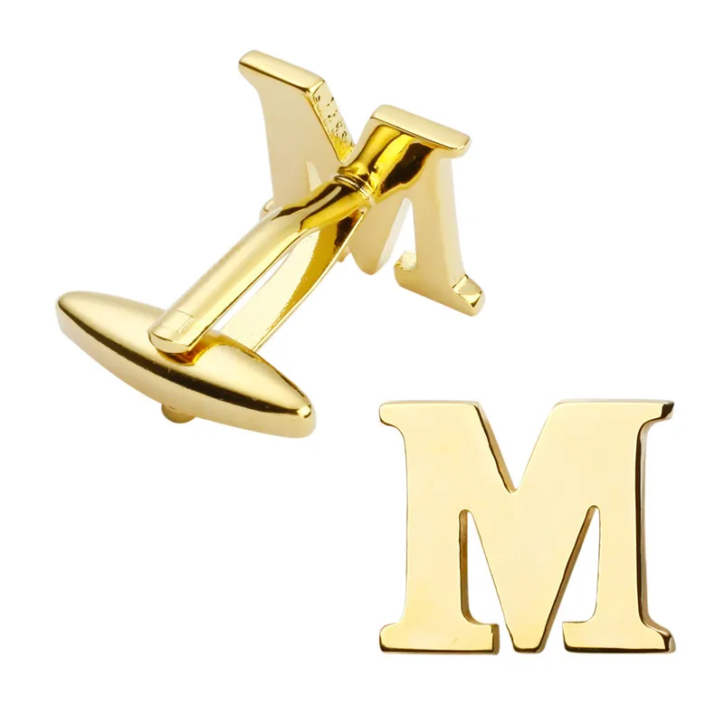 Оптовая продажа мужские Запонки Золотые буквы м запонки пользовательские