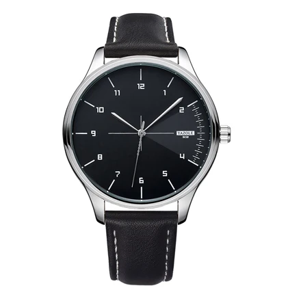 silver black black Yazole, модные водонепроницаемые мужские часы, Топ бренд, роскошные кожаные аналоговые кварцевые часы, мужские повседневные часы, мужские часы erkek kol saati - Цвет: silver black black