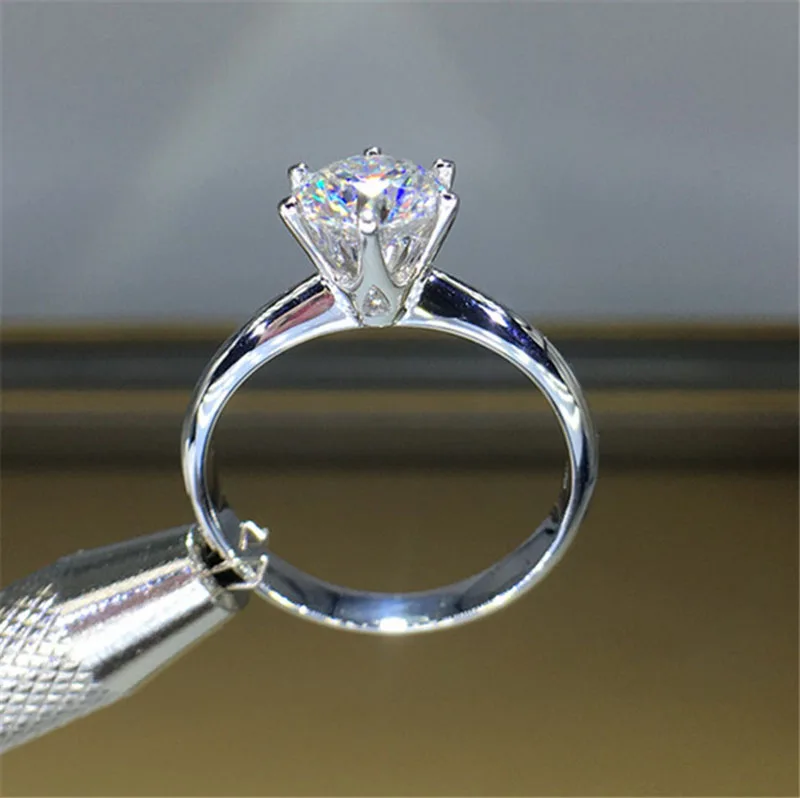 Обручальное кольцо с бриллиантом 100% Муассанит оригинальное 18K 750 белое золото