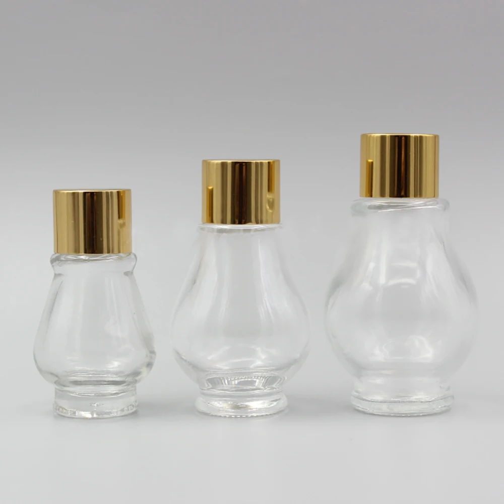 Clear 20ml Luxury Glass Container with Gold/Silver/Matte Gold Screw Cap