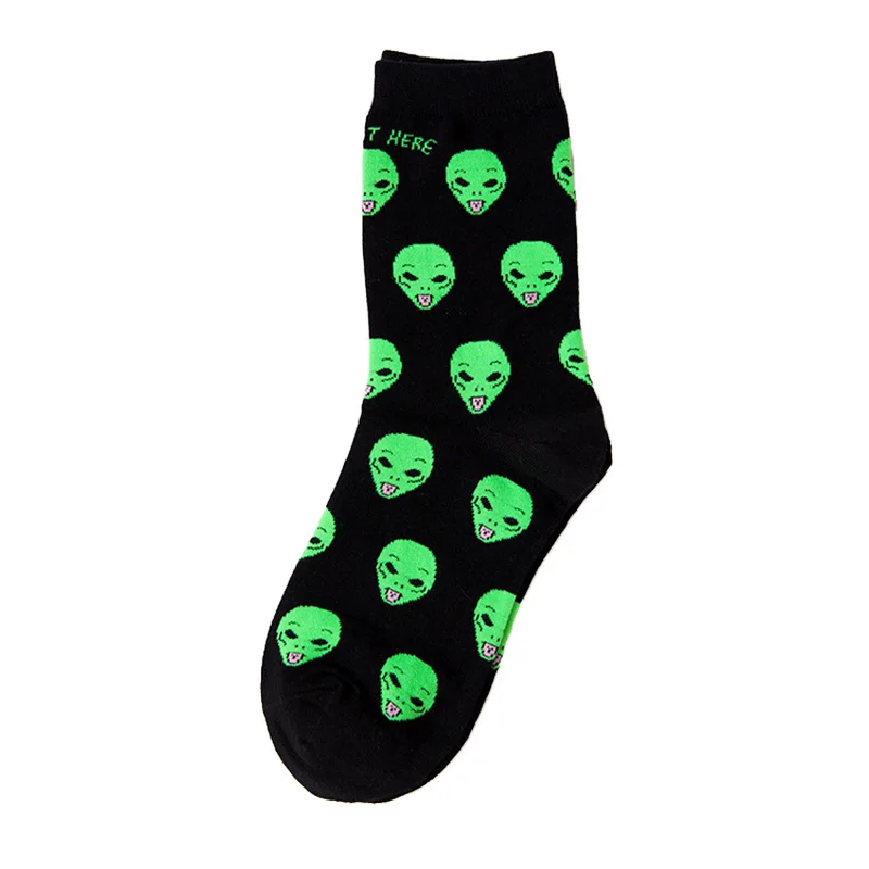 8pcs Fashion Unisex Cartoon Cat Art Funny Alien Planet Comfortable Autumn Winter Creative Warm Cotton Halloween Party Socks