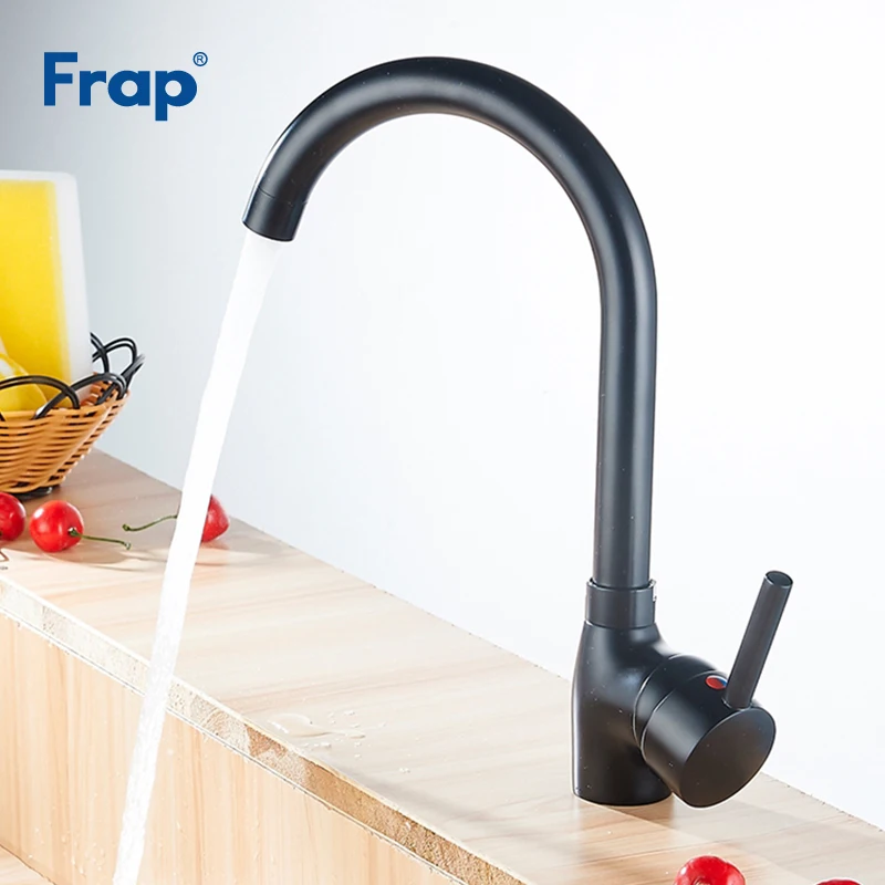 

Frap Black Solid Brass Kitchen Mixer Cold and Hot Kitchen Tap Single Hole Water Tap Kitchen Faucet Torneira Cozinha Y40092-1