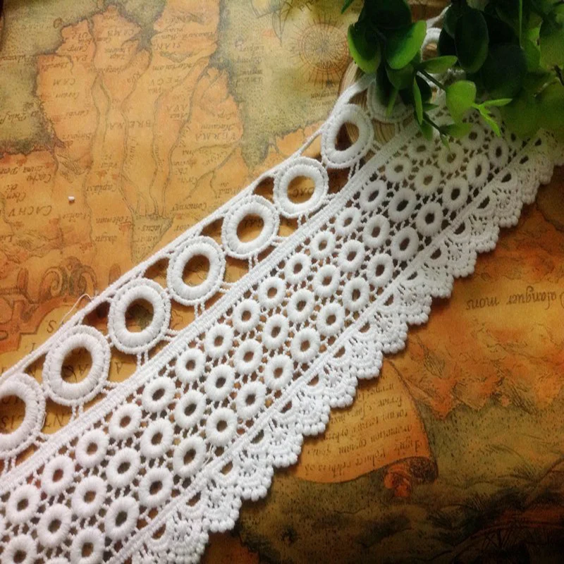 

(5yds/lot & width 8.5CM ) Free Shipping High Quality DIY Cluny Venice Embroidery Cotton Lace Trim White -QX