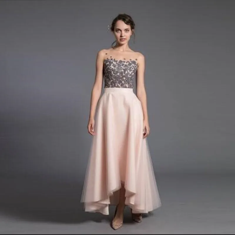 

Hi Low Sweet Pink Pleated Satin Formal Party Skirts With Two Pocket Asymmetrical High Waist Adults Long Skirts Custom Fashion
