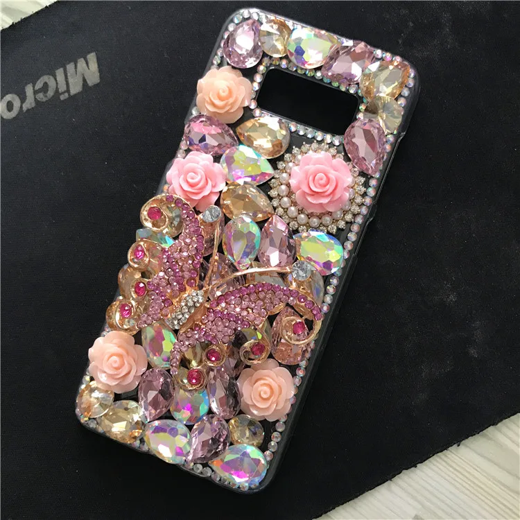 Чехол XINGDUO для iphone XS с 3D бабочкой блестящими стразами сделай сам розовая роза