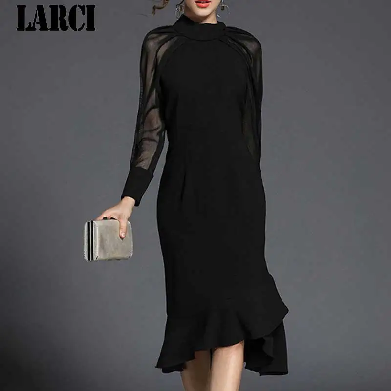 LARCI Для женщин платье модные Повседневное с длинными рукавами сетка Новые