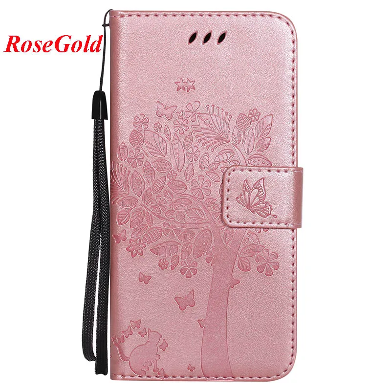 Rosegold 3D дерево для Huawei P9 Lite G9 Lite защитный чехол для телефона для Huawei P9 Plus PU кожаный чехол для мобильного захлопывающийся Чехол-бумажник с подставкой L09 L19 29 - Цвет: Rosegold