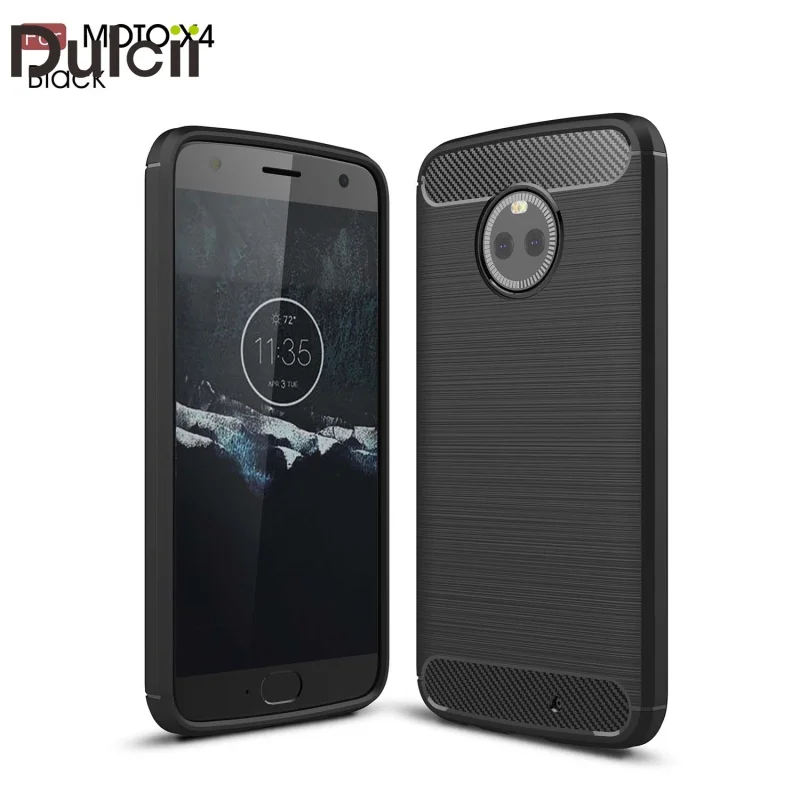Dulcii для Motorola Moto x4 Чехол углерода Волокно текстуры щеткой мягкой ТПУ мобильный