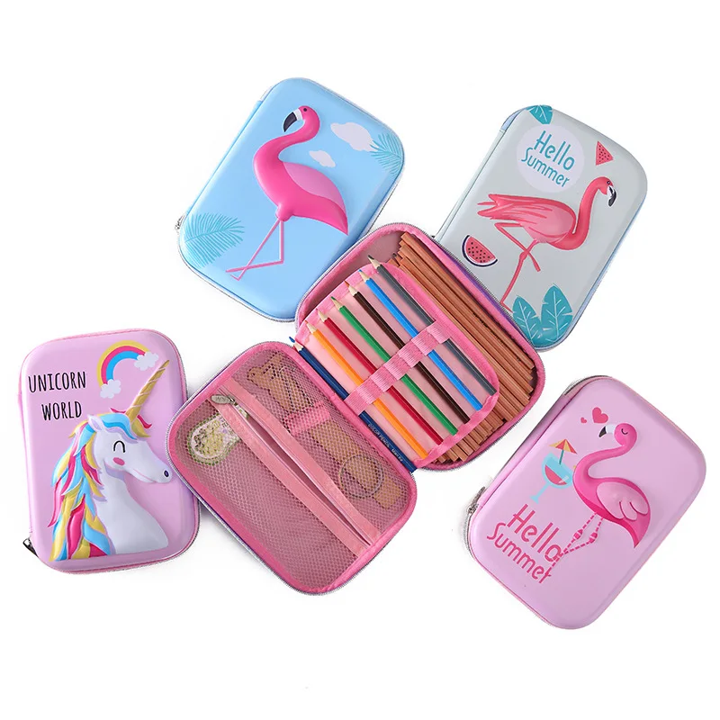 Чехол для карандашей с фламинго, единорогом, escolar Kawaii trousse scolaire stylo kalem kutusu, чехол для карандашей, EVA pencil box