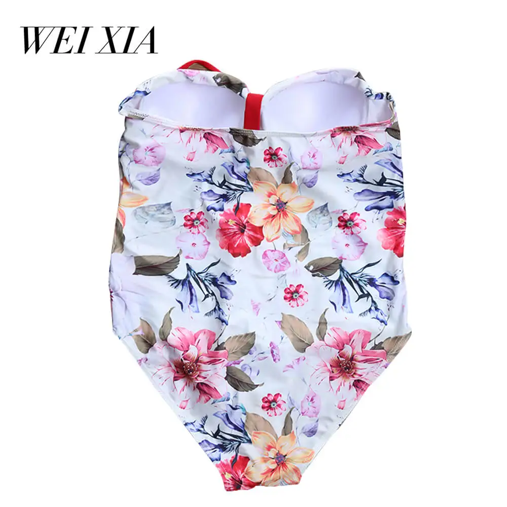 WEIXIA 2018 бикини комплект цветочный принт для женщин купальники висит шеи Бикини