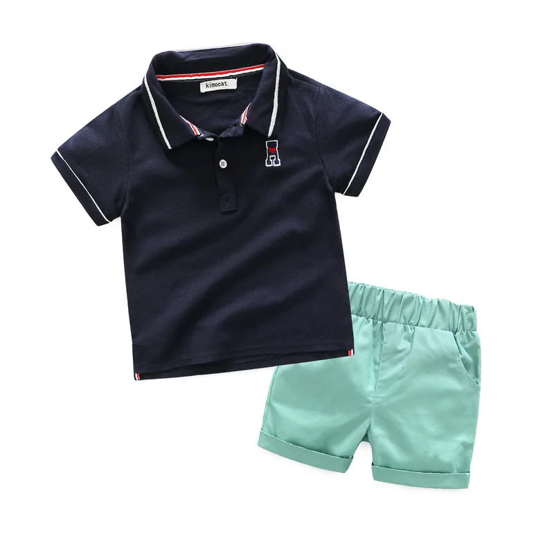 Baby boys short sleeve cotton polo t shirts shorts set high quality infant gentleman casual clothes kids sport wear 17A801 |