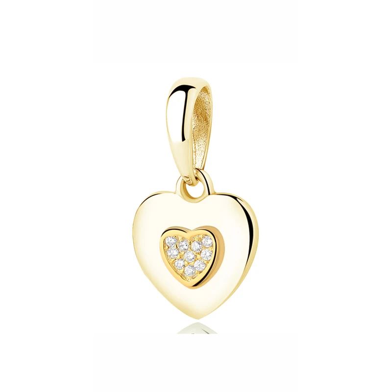 Heart Gold 925 пробы серебряный шарм из бисера пчела любовь талисманы предохранительный цепной зажим золото подходит Pandora Браслеты для женщин Diy ювелирные изделия - Цвет: Heart Gold
