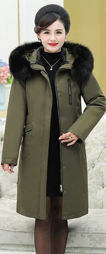 Зимние парки, женский пуховик, плюс размер, XL-9XL, съемная подкладка, белый утиный пух, пальто для женщин среднего возраста, длинное, Parker H650