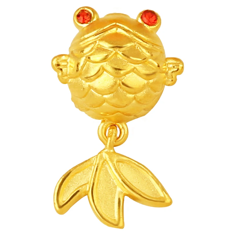 

New Arrival Pure 24K Yellow Gold Pendant 3D 999 Gold Fish Pendant
