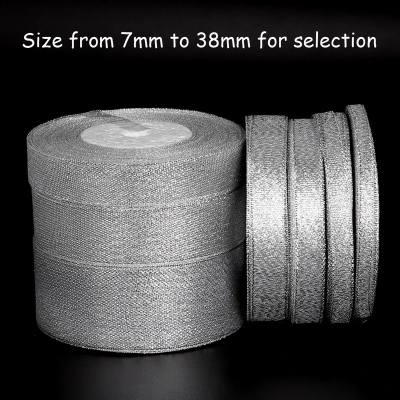Модная Блестящая серебряная лента 25 ярдов 22 м металлическая блестящая тесьма для