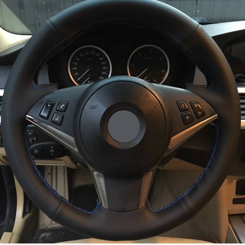 Черный чехол рулевого колеса автомобиля MEWANT из искусственной кожи для BMW E60 530i E63