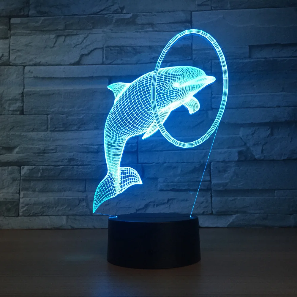 

Dolphins LED 3d Night Light Beside Lamp Remote Control 7 Color Changeing USB Touch LED Desk Table Lamp Birthday Gift