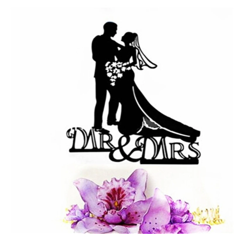 Принадлежности для дня рождения свадьбы торта топ украшение силуэт Mr & Mrs Toppers