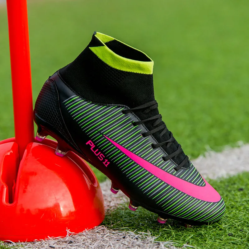 

Мужская Уличная футбольная обувь, высокие длинные шипы, футбольные бутсы с носками, шипы, размер 32-47 A