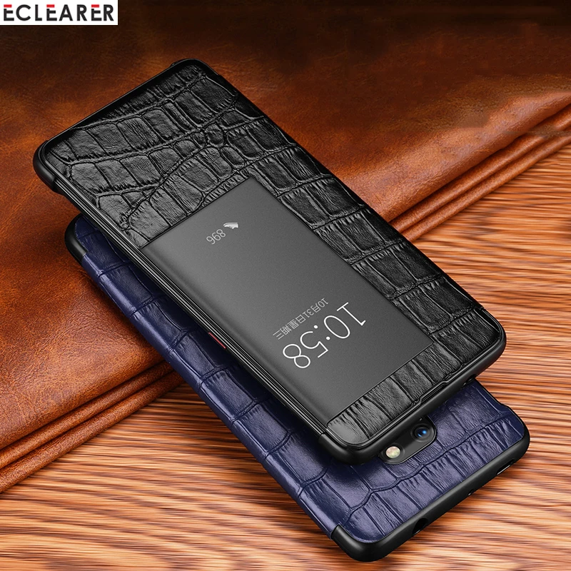 Умный флип-чехол с функцией автоматического сна для huawei mate 20/20 Pro/20 Lite, роскошный чехол из натуральной кожи с крокодиловым узором