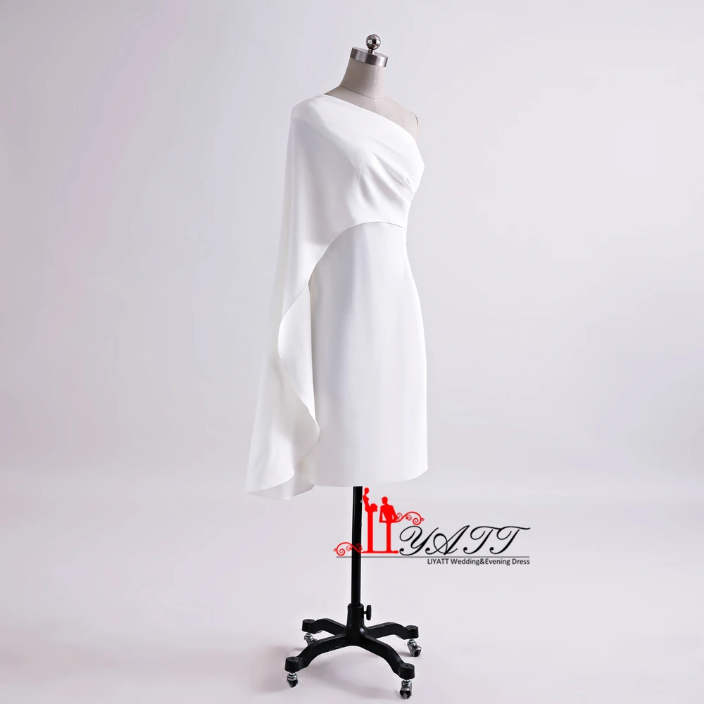 Белое платье на одно плечо для выпускного вечера 2017 мусульманское вечернее