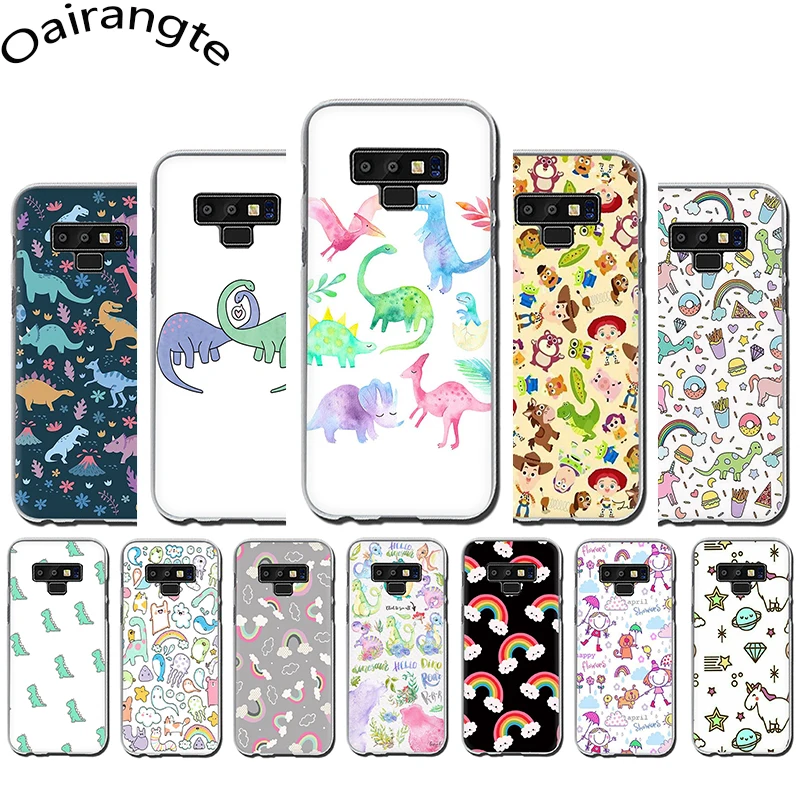 Милый dinosaur rainbow жесткий чехол для телефона с рисунком в виде крышка samsung Galaxy A3 A5 A6 A8