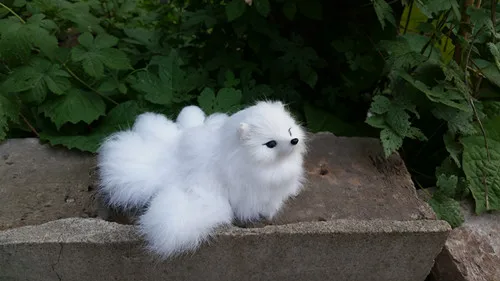 Милая мини-игрушка-Лисичка из полиэтилена и меха, белая кукла-Лиса с девятью хвостами, подарок около 15x6x7,5 см, 2076