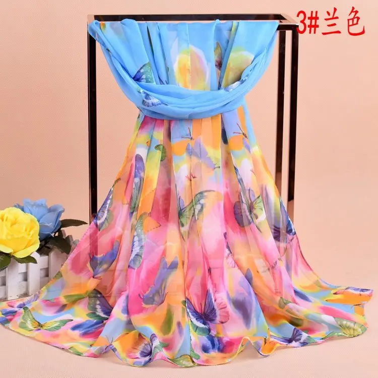 Длинные шифоновые шелковые шарфы новинка весны 2019 женские с цветочным принтом в