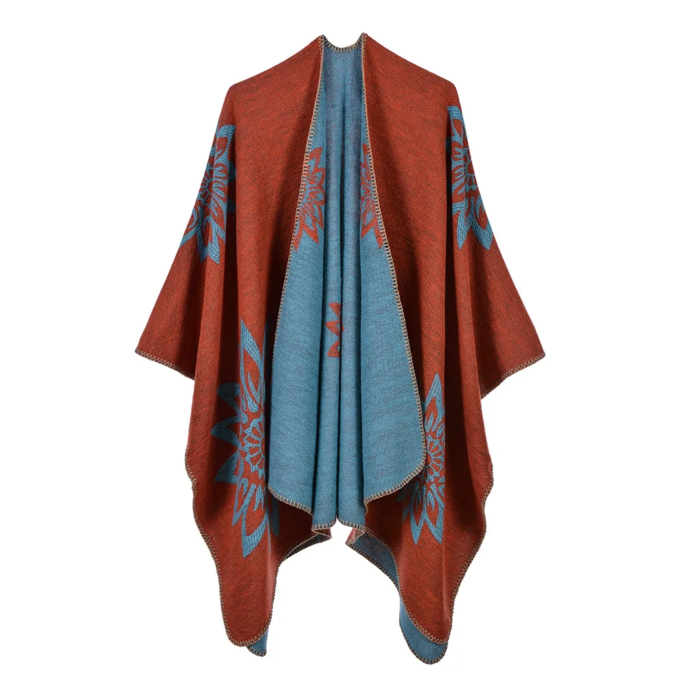 

2019 New Long Oversize Cardigan Printed Travel Camping Winter Warm Poncho Ladies Thick Women Faux Cashmere Air Conditioner Shawl