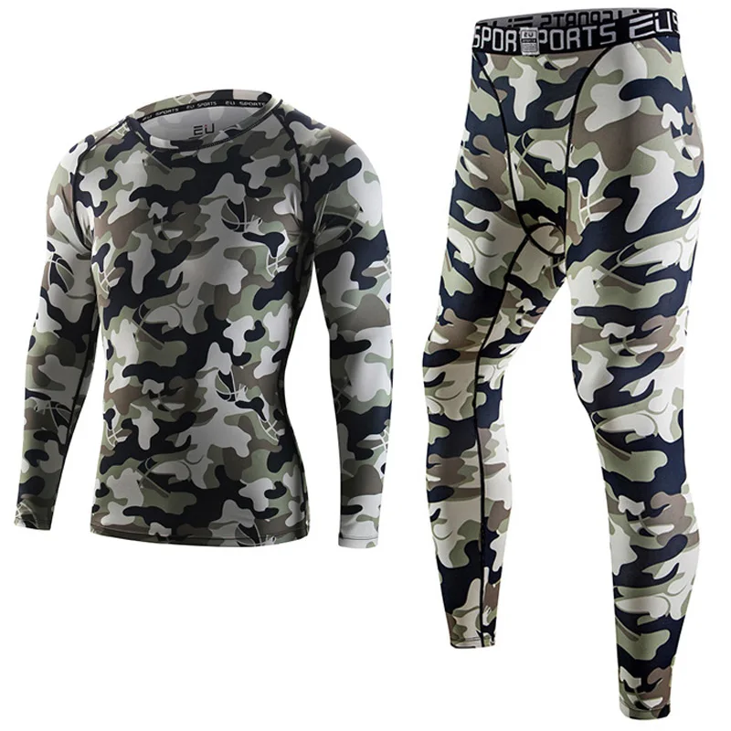 Мужские камуфляжные компрессионные плотная рубашка комплект Майки для
