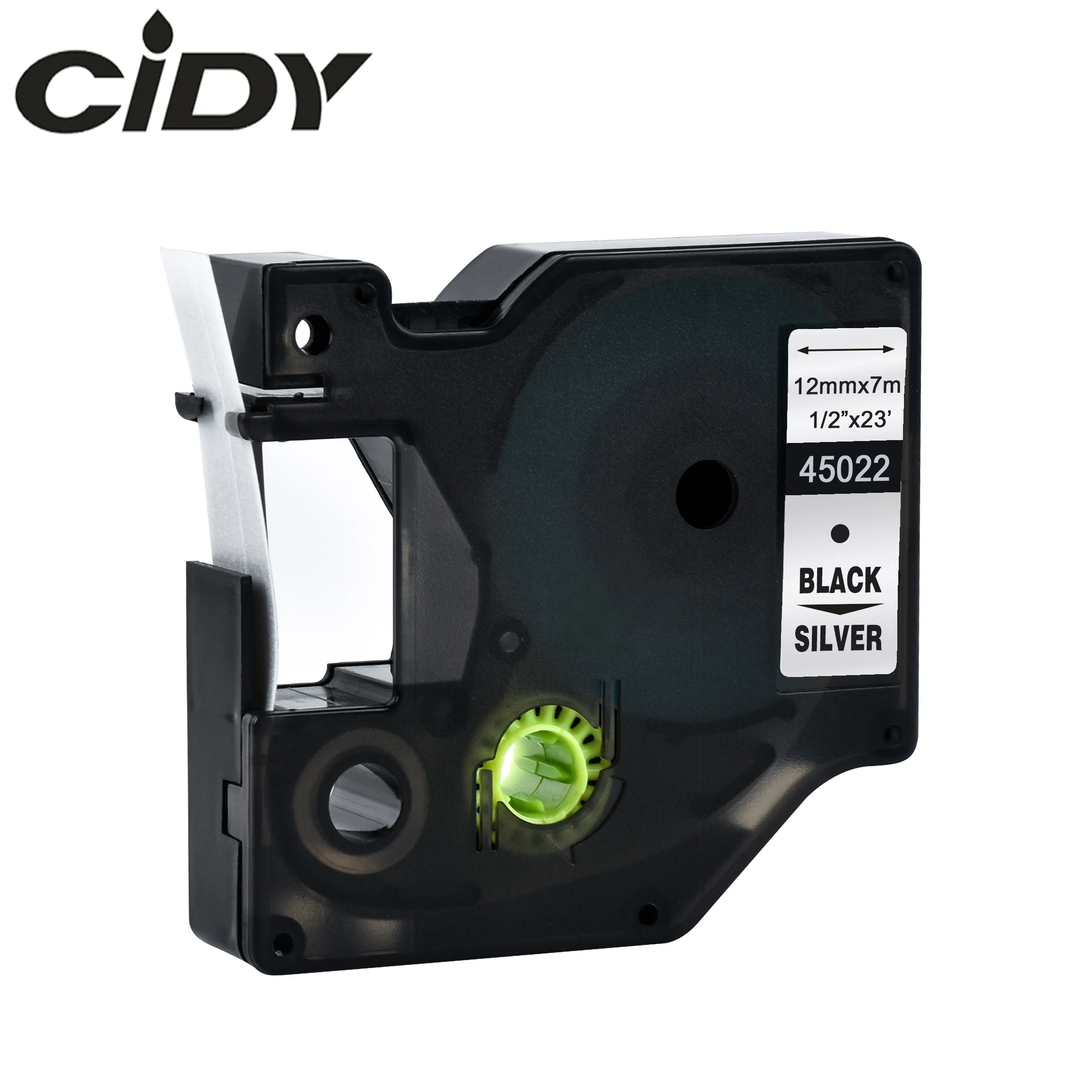 Cidy 45022 совместимый с Dymo D1 manager 12 мм черный на серебряной этикетке кассета для