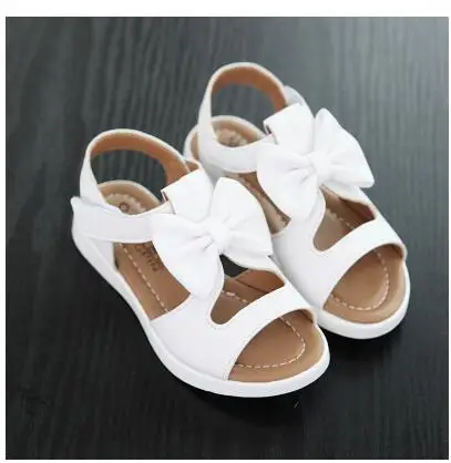 Сандалии для девочек из натуральной кожи белые розовые красные с открытым носком