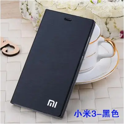 Черный Дизайн Xiaomi Mi3 чехол, высокое качество, матовый чехол из искусственной кожи, чехол для Xiaomi Mi3 M3, откидная крышка с функцией подставки - Цвет: Черный