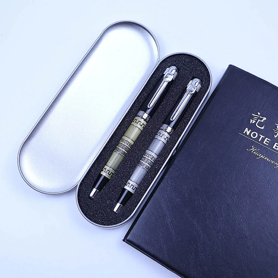 JINHAO189 Роскошная металлическая авторучка, металлическая подарочная коробка-2 ручки, синие и черные чернила для офиса, деловые шариковые ручки