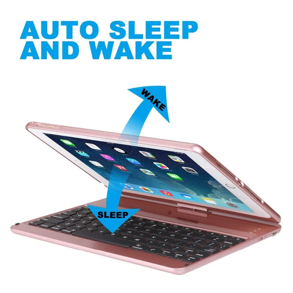 Чехол-клавиатура для ipad 9,7, подходит для ipad Air 1 и 2, 5th и 6th Gen ipad, ipad Pro 9,7, вращающийся Bluetooth беспроводной смарт-чехол