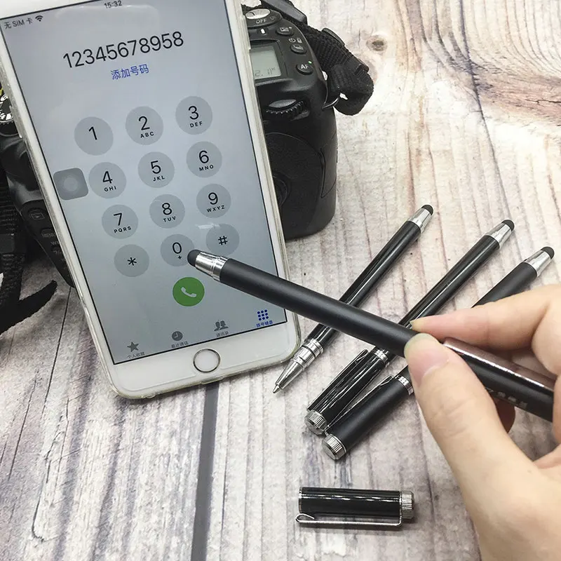 Емкостный 2в1 металлические шарики ручка сенсорный экран перо металлическое