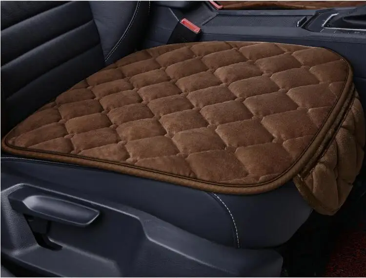 coffee 1 seat Автомобильные сиденья Coves протектор коврик авто сиденье Подушка Нескользящая сохраняющая тепло зимняя плюшевая бархатная задняя подушка сиденья автомобильные аксессуары - Название цвета: coffee 1 seat